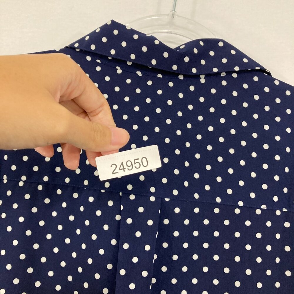 Notations Navy Blue Polka Dot, Lightweight, poly SOFT drape Shirt. Like NEW! - Picture 11 of 11